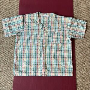 The Vermont Store Men’s Pajama Shirt Top Button Up Plaid XL 100% Cotton Plaid
